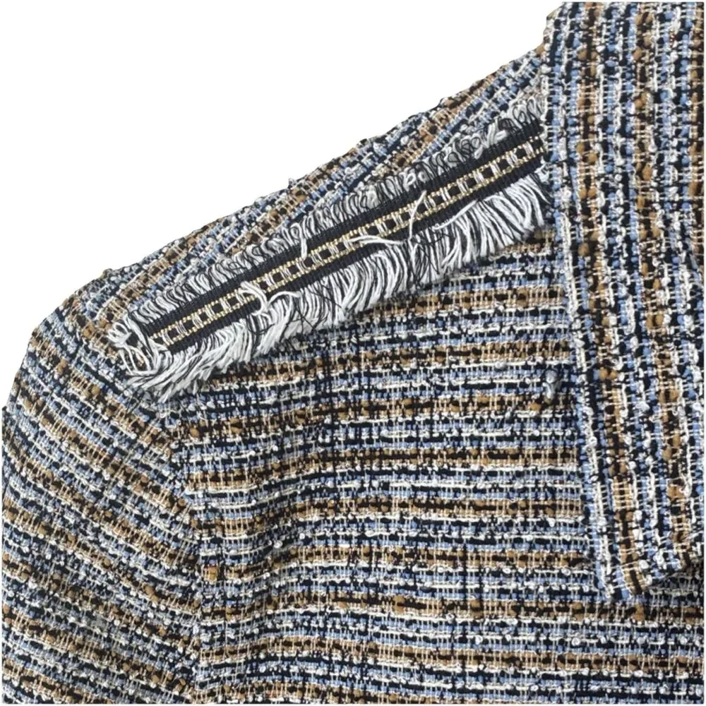 Liverpool Multicolor Tweed Fringe Button Jacket Women’s Size S Lined